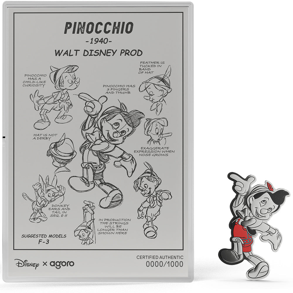 Disney Pinocchio 3/4oz Silver Coin + 5g Silver Foil Set