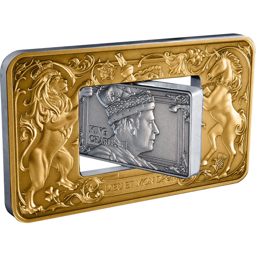Elizabeth II & Charles III Royal Portraits 2026 $5 Rotating 2oz Silver Antique Coin