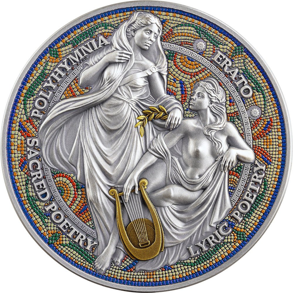 Erato And Polyhymnia 2oz Silver Antique Coin