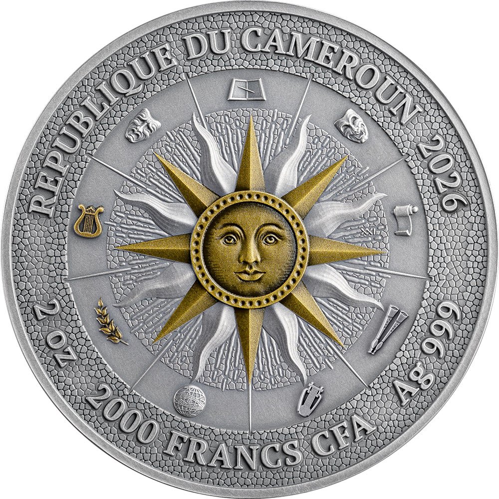 Erato And Polyhymnia 2oz Silver Antique Coin Obverse