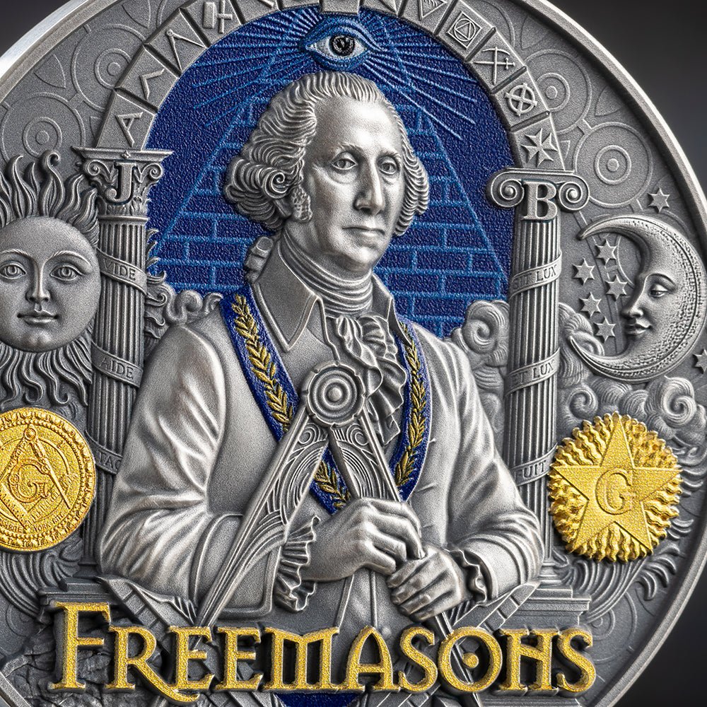 Freemasons 2oz Silver Antique Coin Detail