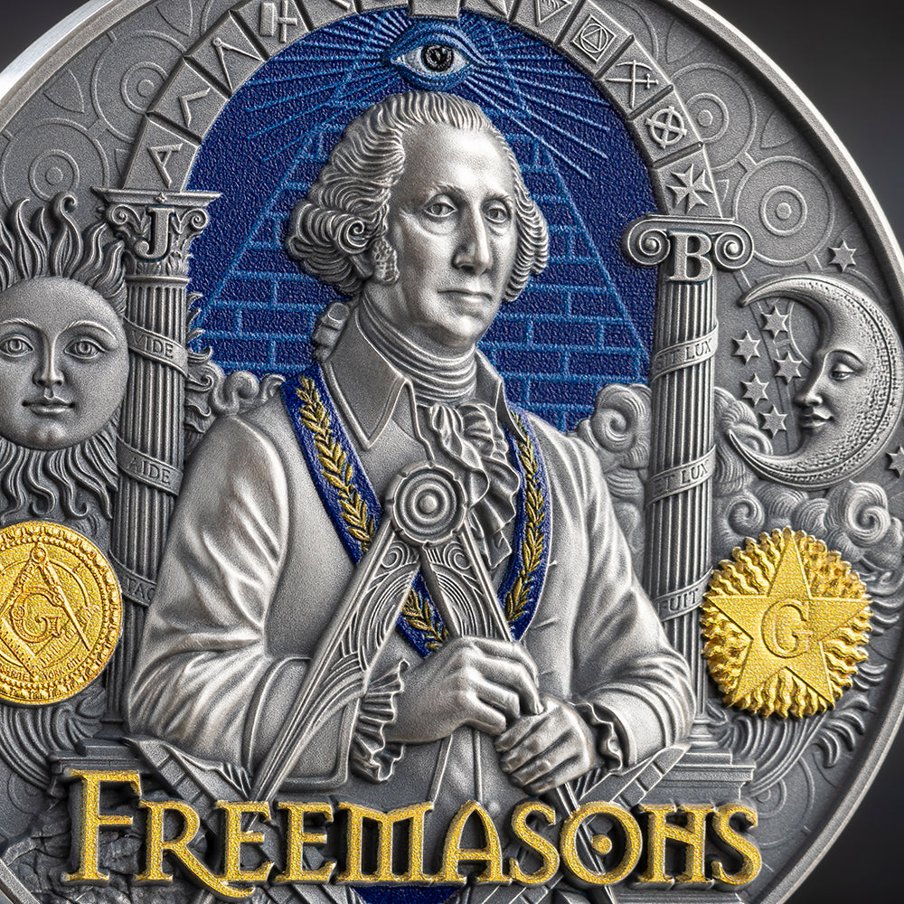 Freemasons 2oz Silver Antique Coin Detail