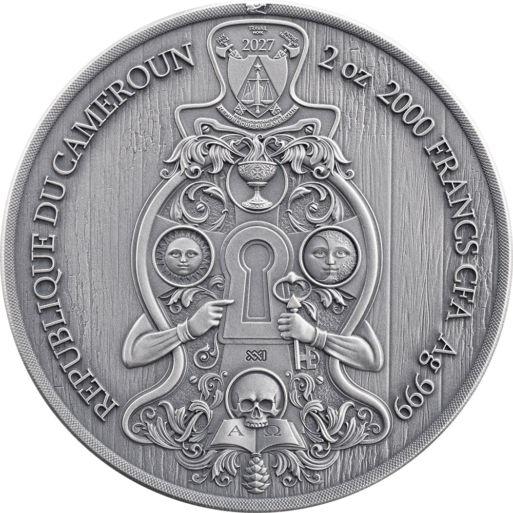 Freemasons 2oz Silver Antique Coin Obverse