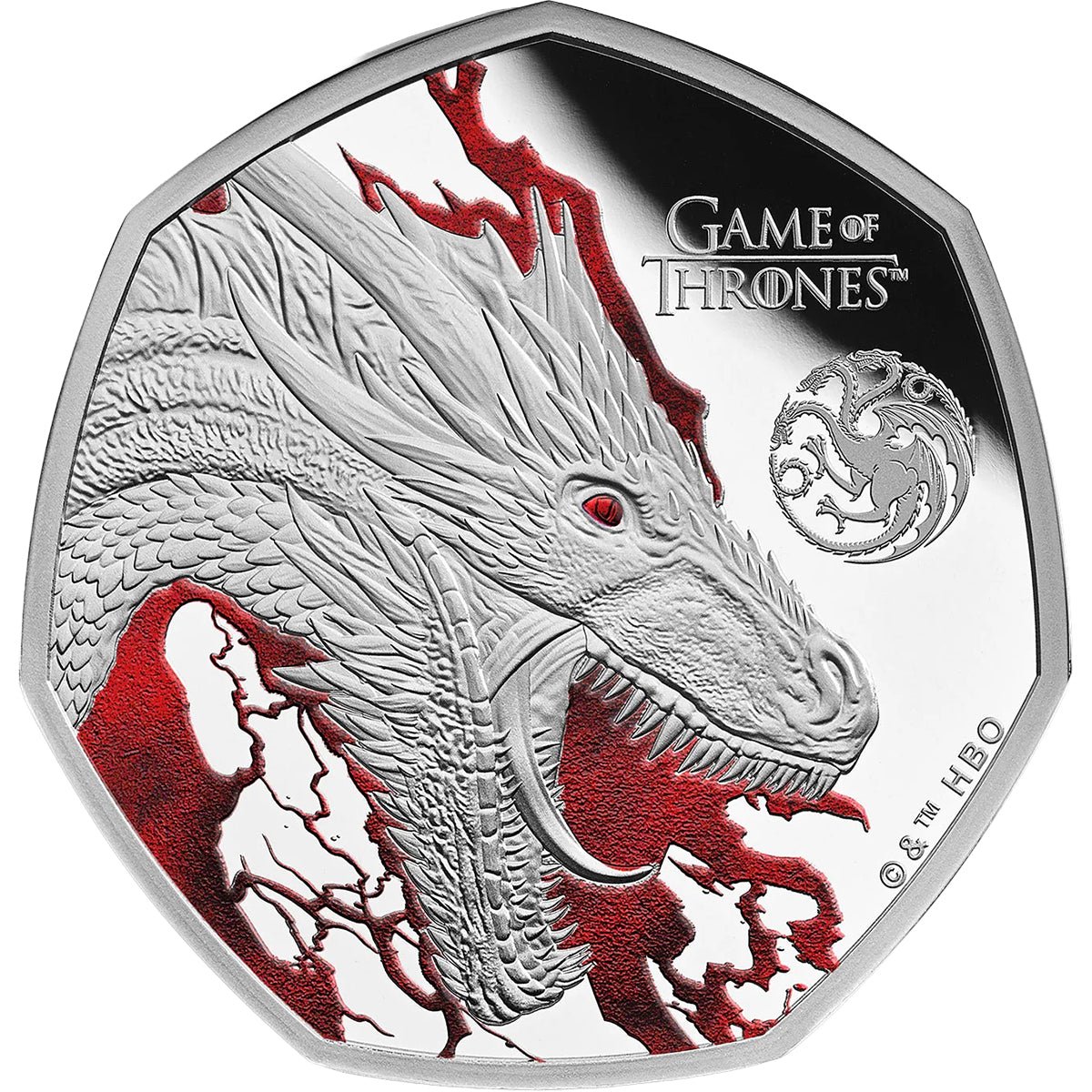 Game Of Thrones (Fire) 2026 UK 50p Silver Proof Colour Coin