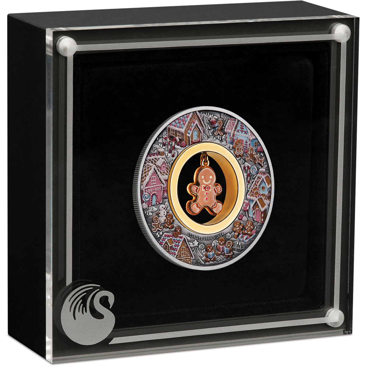 Gingerbread Christmas 2026 2oz Silver Antiqued Coloured Coin Case