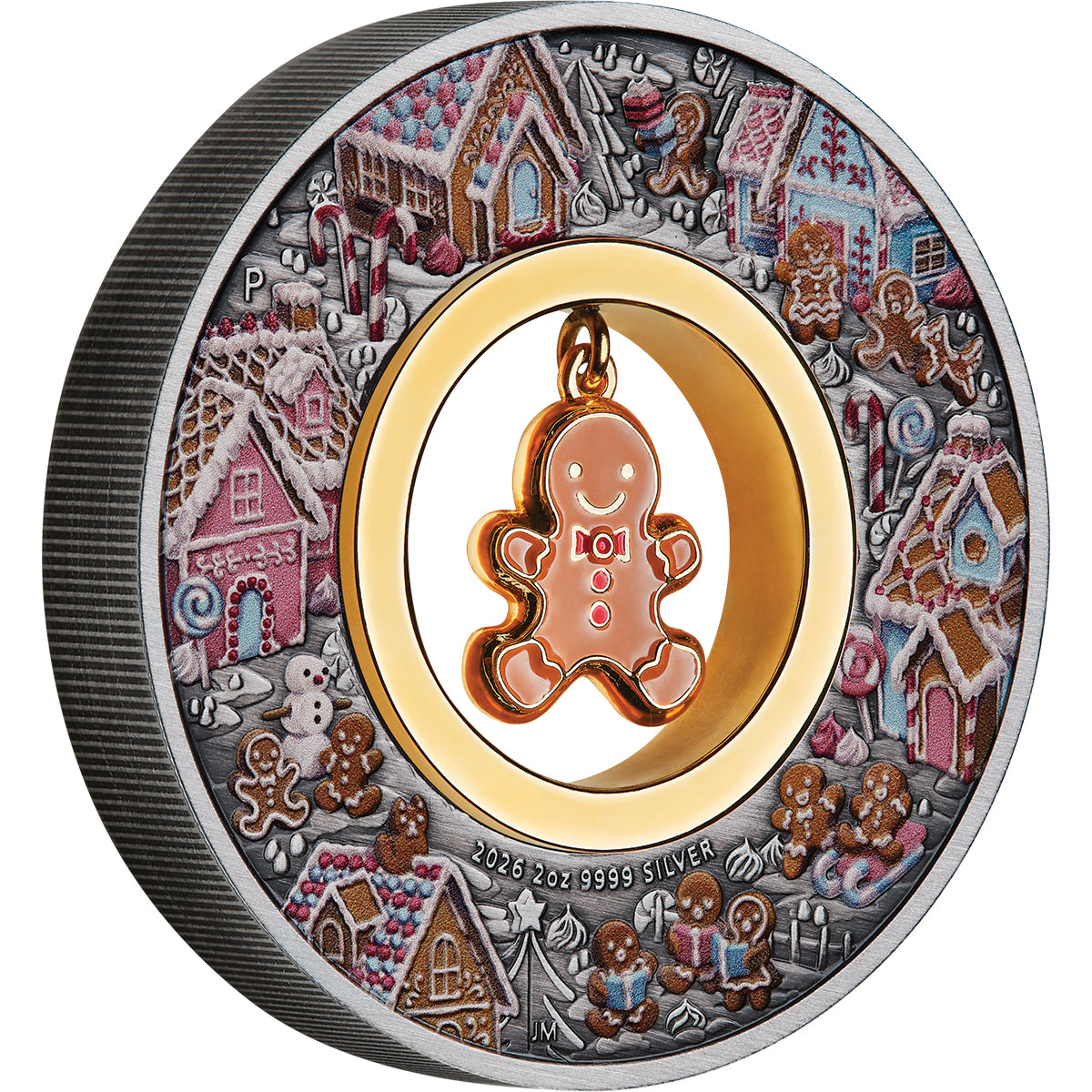 Gingerbread Christmas 2026 2oz Silver Antiqued Coloured Coin