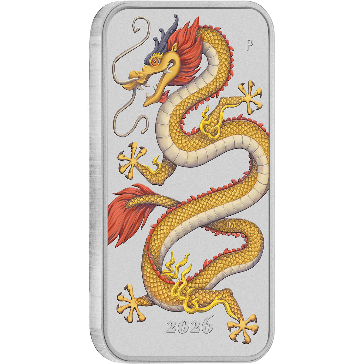 Golden Dragon 2026 1oz Silver Coloured Rectangular Coin