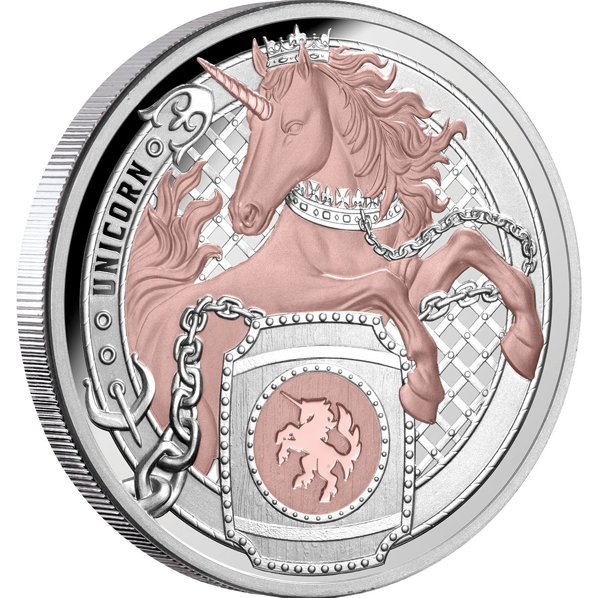 Heraldic Beasts 2026 $1 Unicorn 1oz Rose Gold Plated Silver Proof Coin