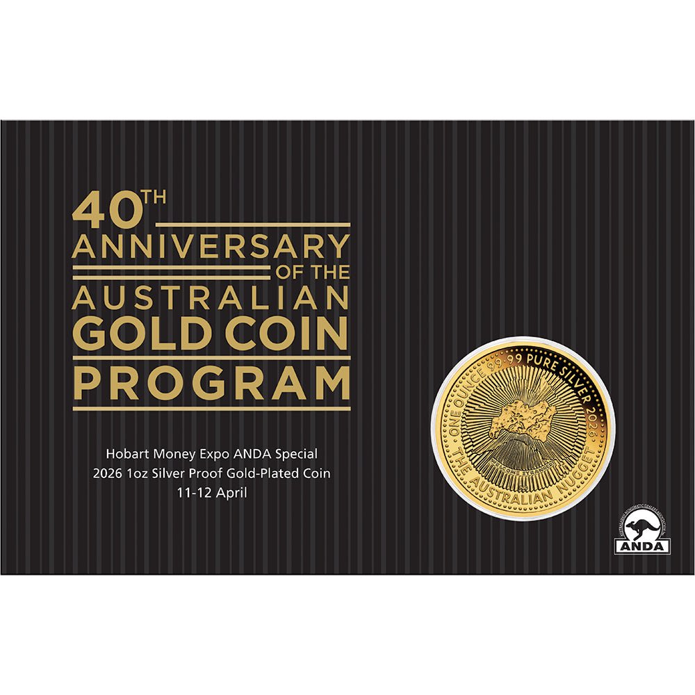 Hobart Money Expo - Australian Nugget 40th Anniversary 2026 1oz Silver Proof Gold-Plated Coin Card