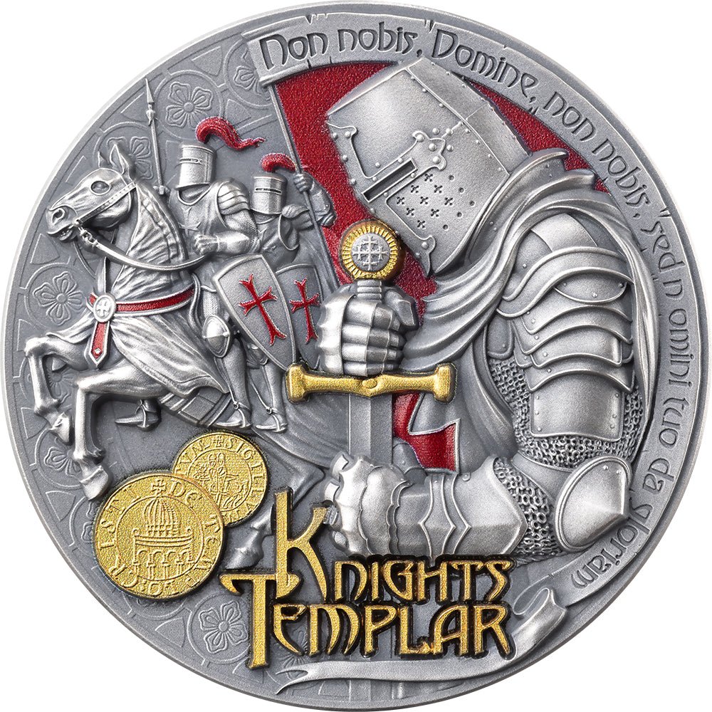 Knights Templar 2oz Silver Antique Coin