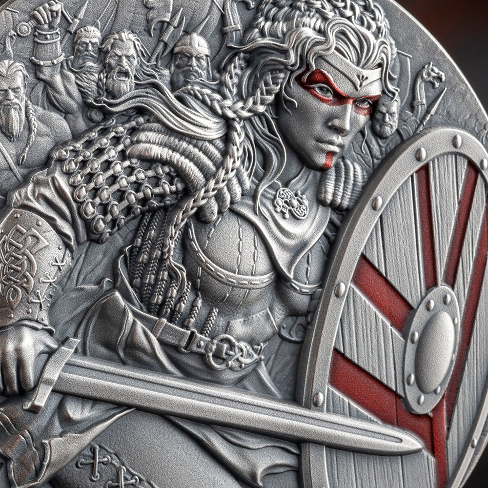 Lagertha 2oz Silver Antique Coin Detail