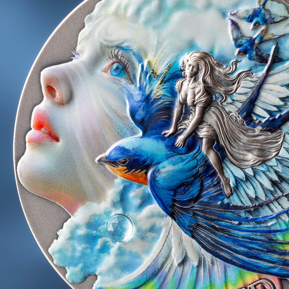 Nature Spirits - Sylphid 2oz Silver Antique Coin Detail
