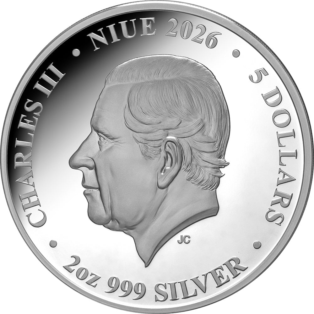 Nature's Window - Majestic Owl 2026 Colour 2oz Silver Proof Coin Obverse
