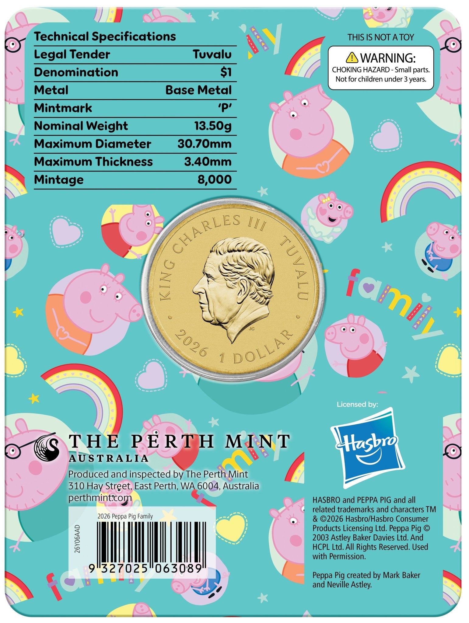 Peppa Pig - Family 2026 Collector Coin In Card Back