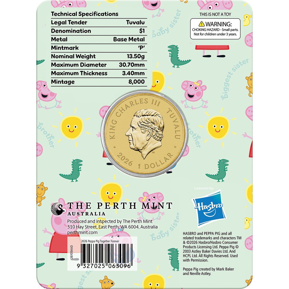 Peppa Pig - Together Forever 2026 Collector Coin In Card Obverse