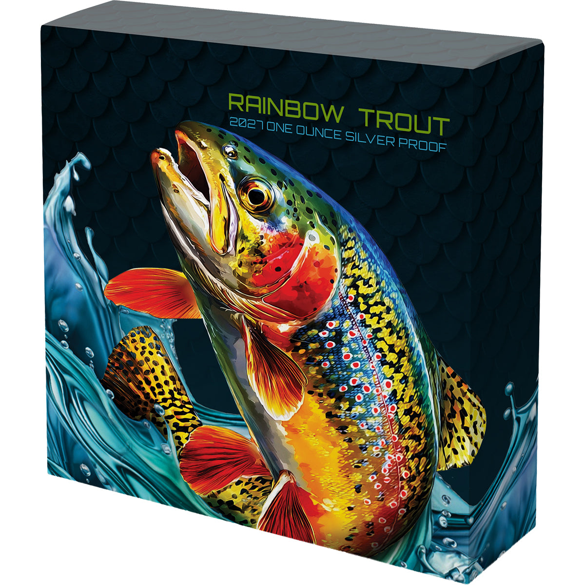 Rainbow Trout 2027 $1 Colour 1oz Silver Proof Coin Shipper