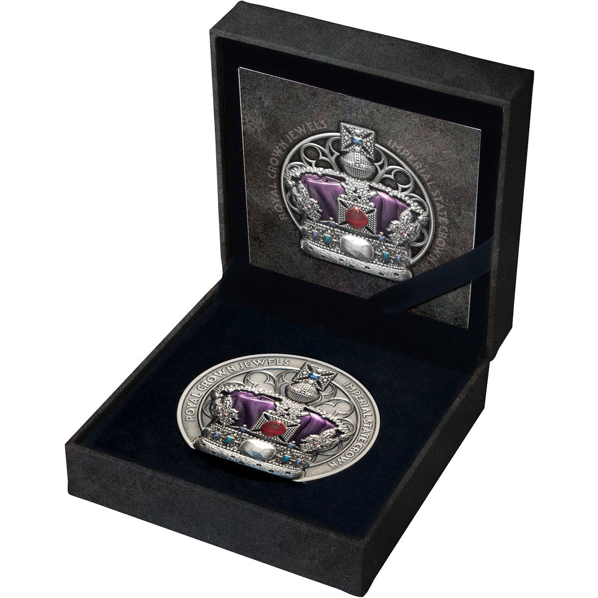 Royal Crown Jewels 2026 $5 Imperial State Crown Ultra High Relief 2oz Silver Antique Coin Case