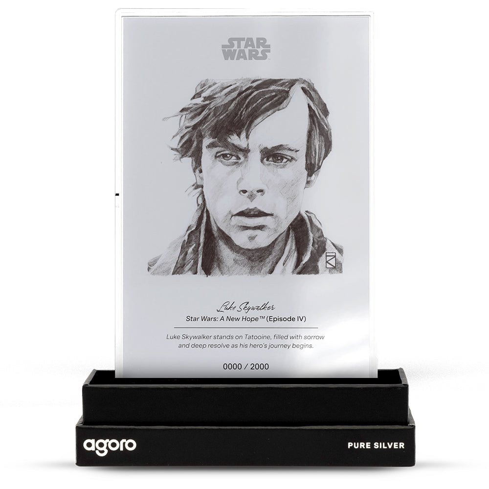 Star Wars™ Sketch Art - Luke Skywalker™ 5g Silver Collectible Foil Stand