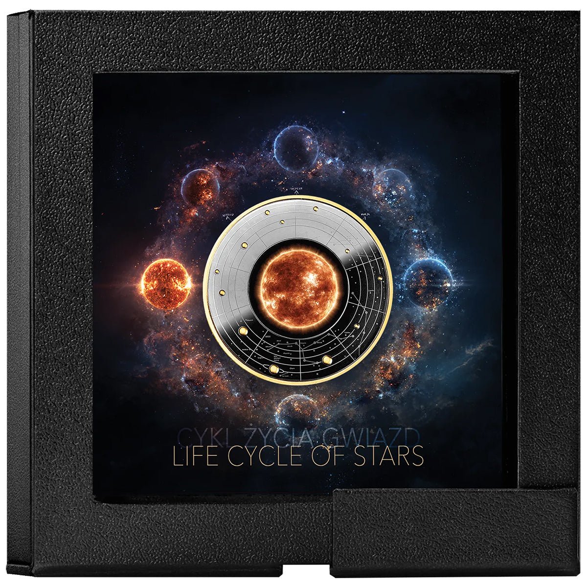 Sun-Like Star - Life Cycle Of Stars Silver Black Proof Coin Case