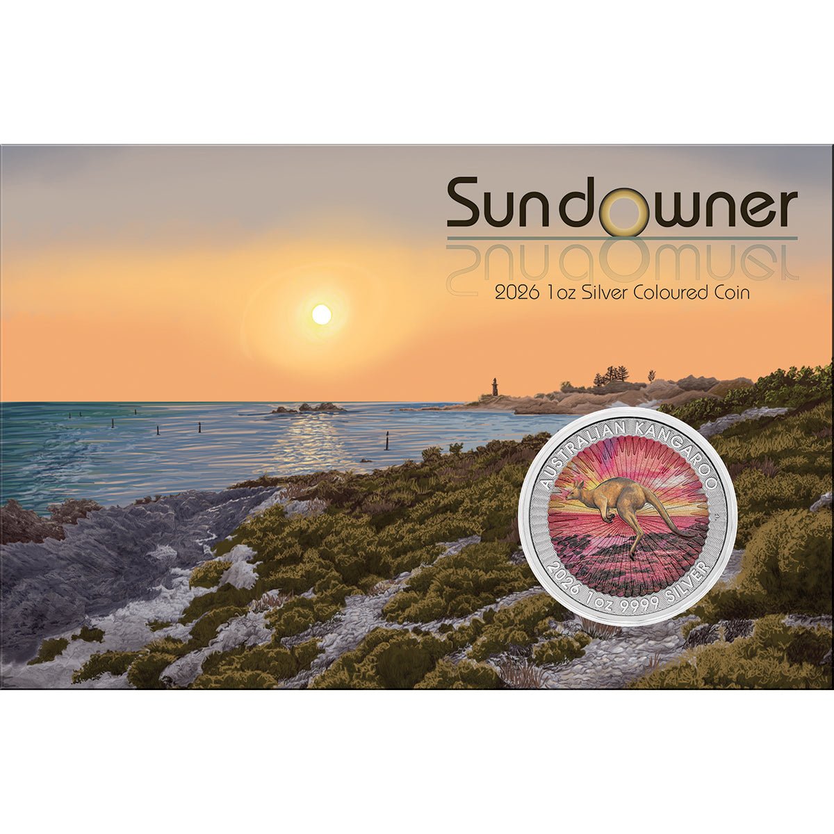 Sundowner Red Kangaroo 2026 1oz Silver Coloured Coin In Card
