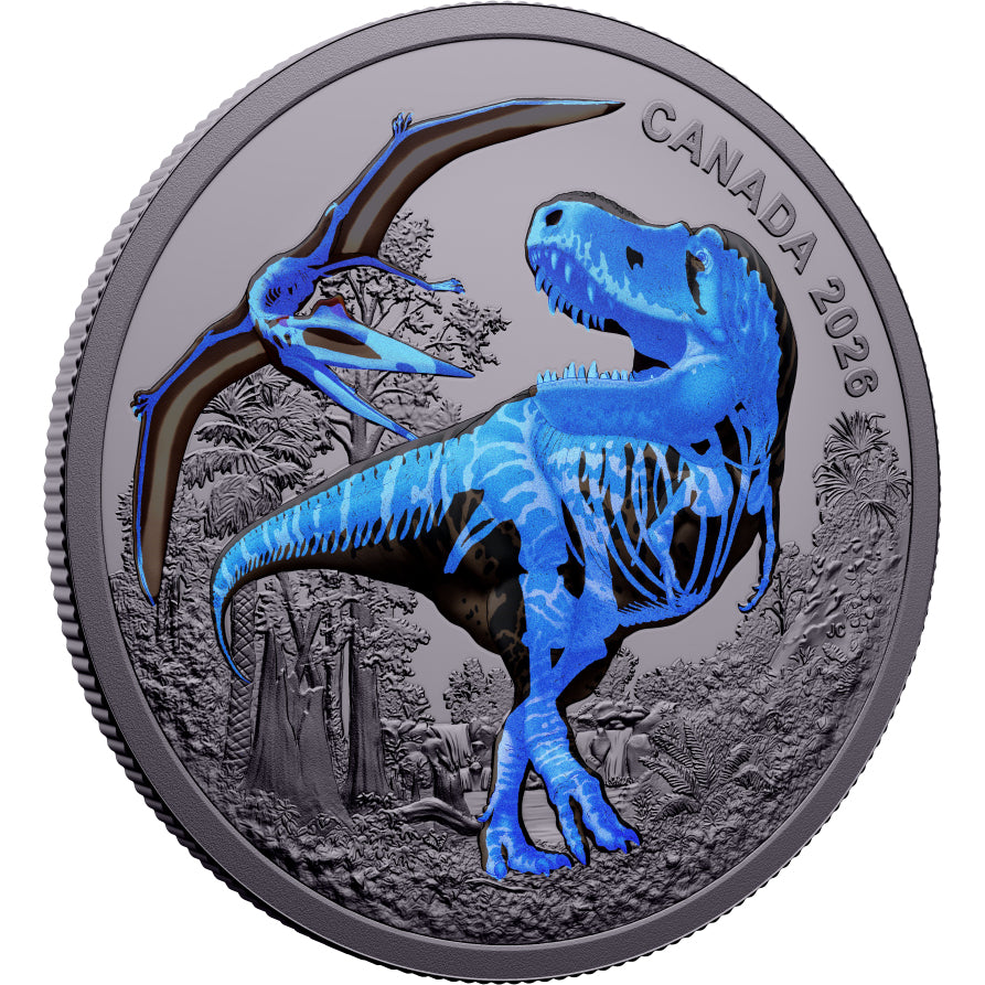 T. Rex 1oz Fine Silver Coin Black Light