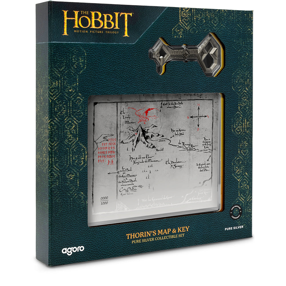 THE HOBBIT - Thorin's Map And Key 3/4oz Silver Coin + 5g Silver Foil Set Shipper