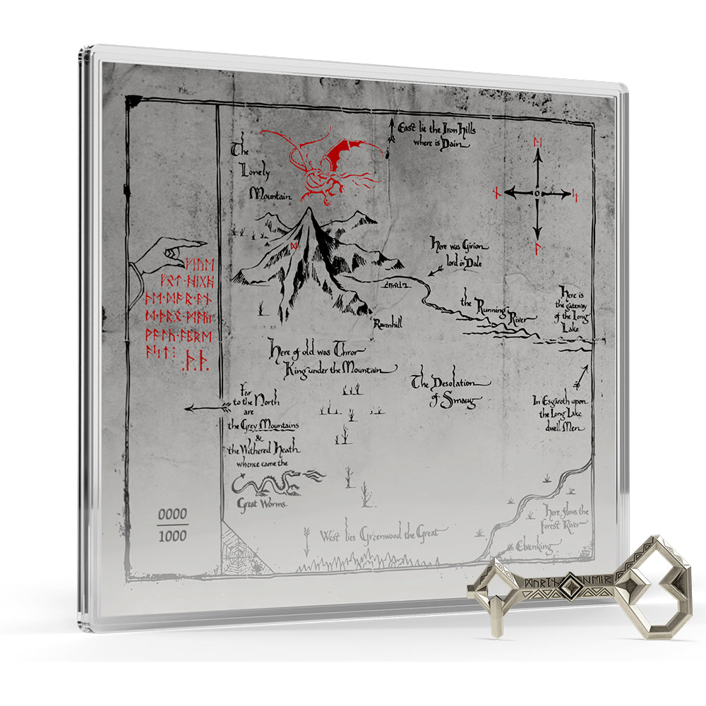 THE HOBBIT - Thorin's Map And Key 3/4oz Silver Coin + 5g Silver Foil Set
