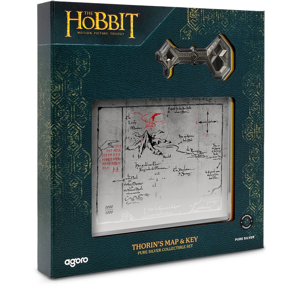 THE HOBBIT - Thorin's Map And Key 3/4oz Silver Coin + 5g Silver Foil Set Shipper