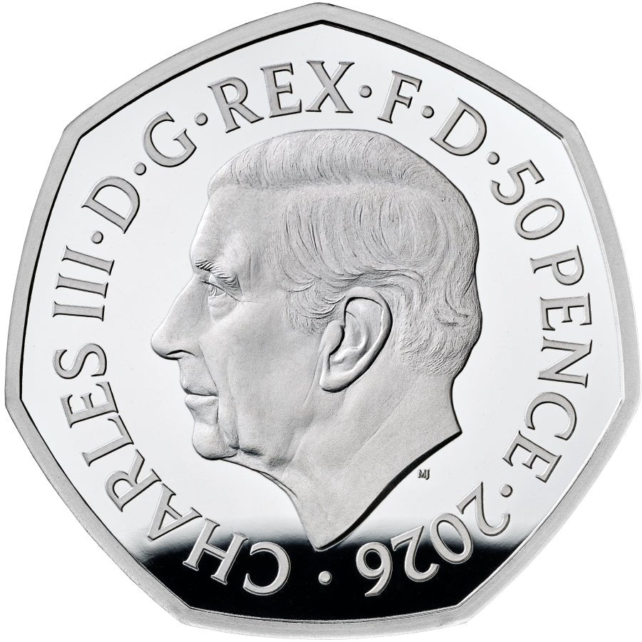 The Lord Of The Rings 2026 UK 50p Silver Proof Colour Coin Obverse