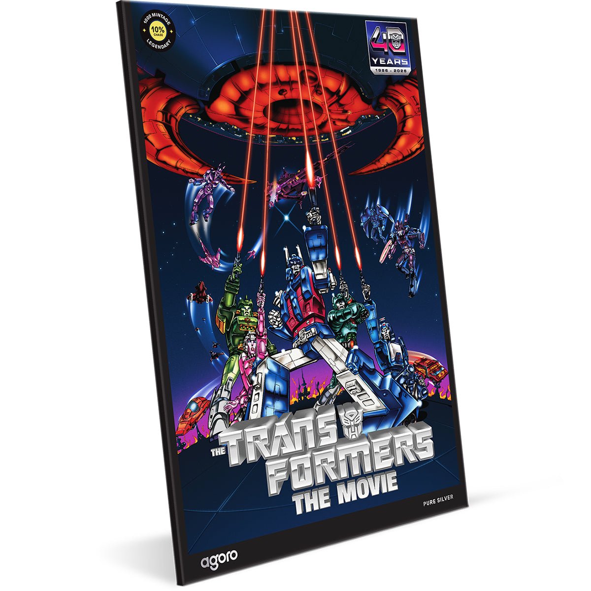 The Transformers: The Movie (1986) Poster 1oz Silver Collectible Foil Shipper