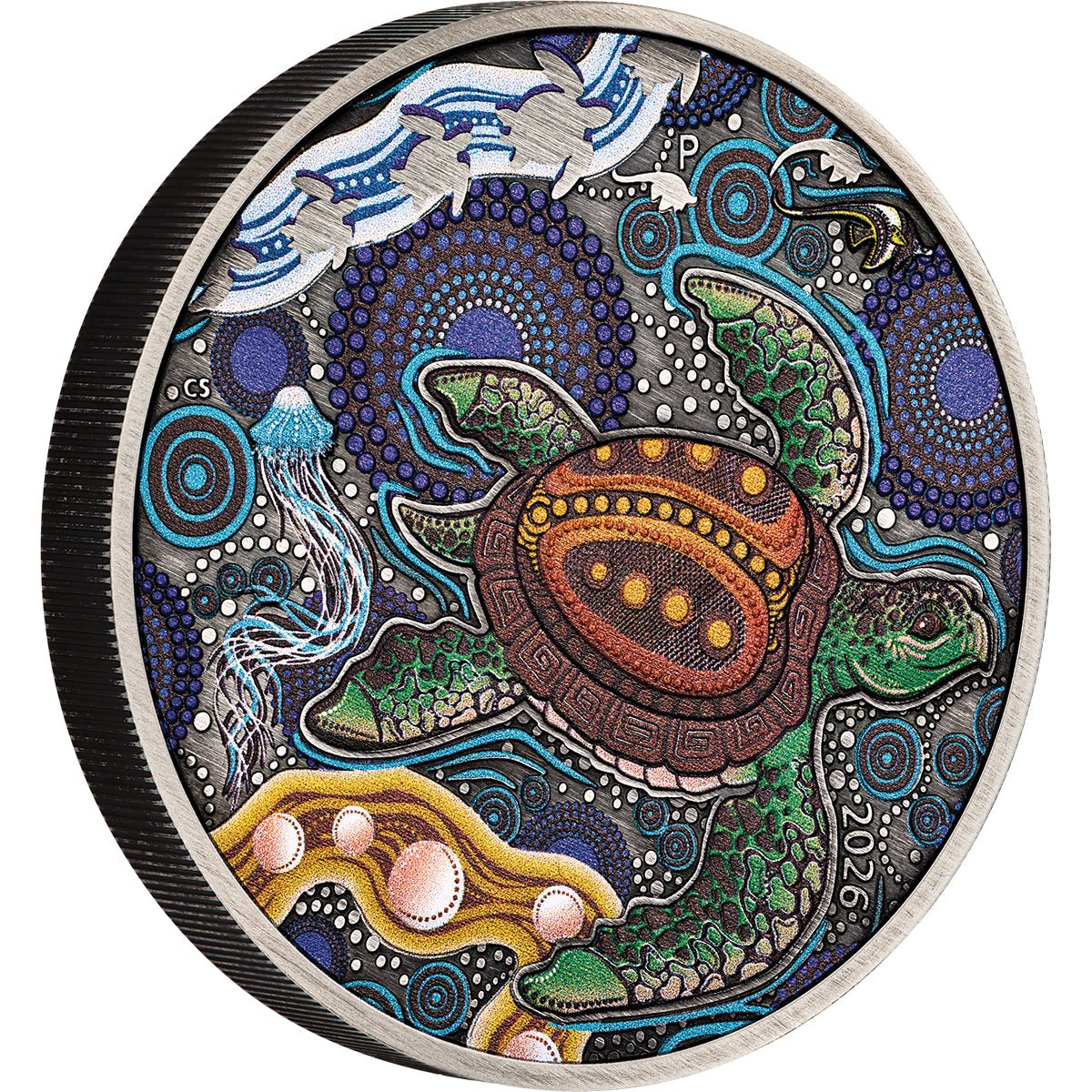 Turtle Yaunati 2026 2oz Silver Antiqued Coloured Coin