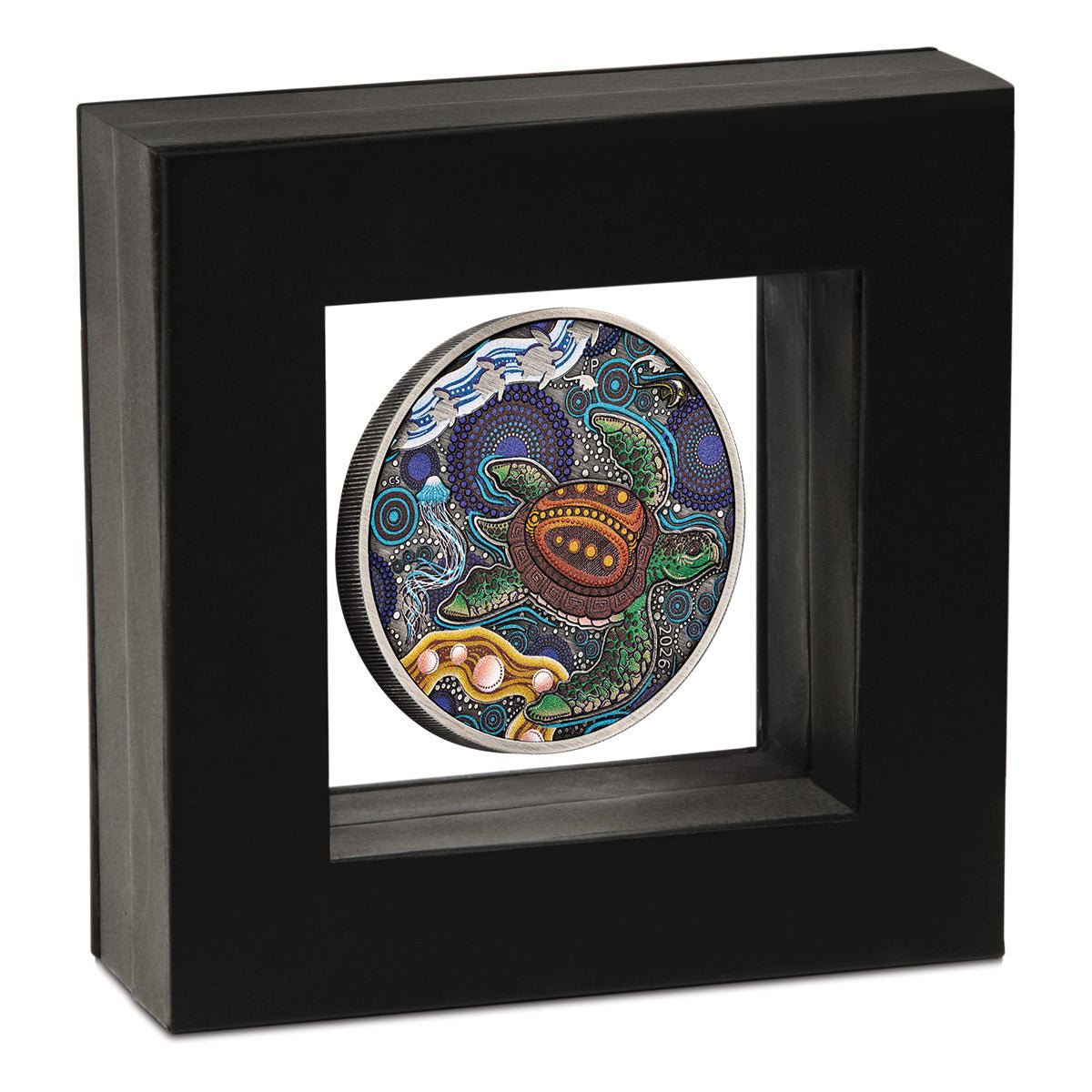 Turtle Yaunati 2026 2oz Silver Antiqued Coloured Coin Case