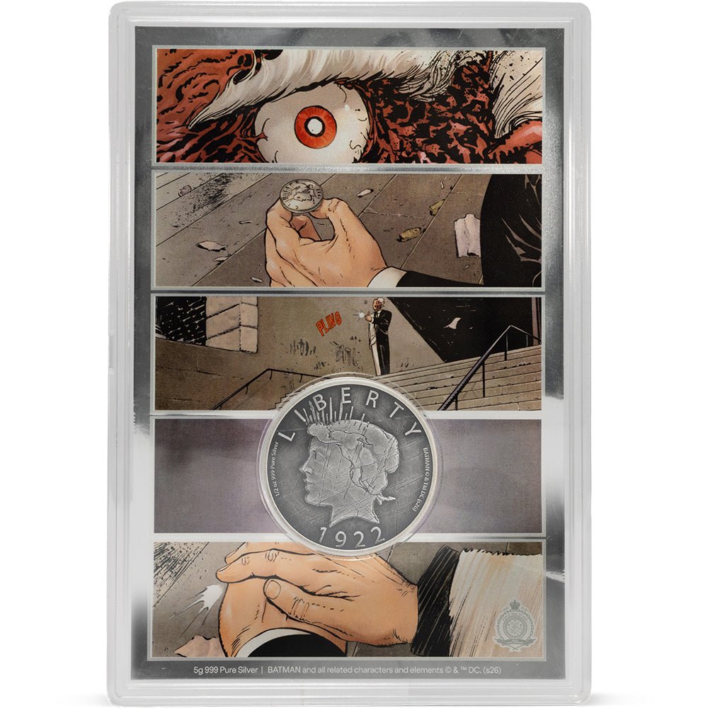 Two-Face's Coin 1/2oz Silver Coin + 5g Silver Foil Set Obverse