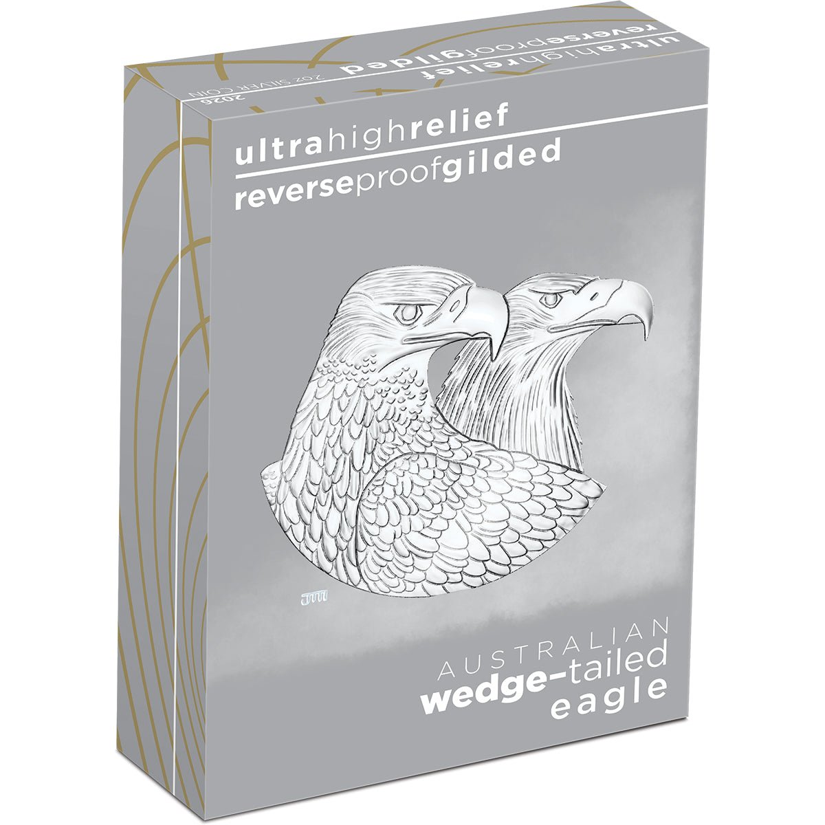 Wedge Tailed Eagle 2026 2oz Silver Enhanced Reverse Proof UHR Gilded Coin Shipper