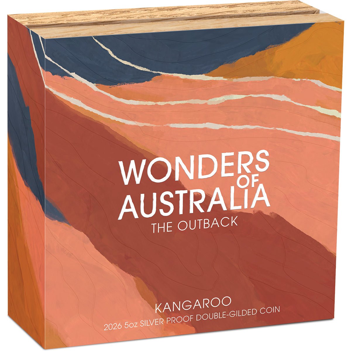 Wonders Of Australia - The Outback Kangaroo 2026 5oz Silver Proof Double Gilded Coin Shipper