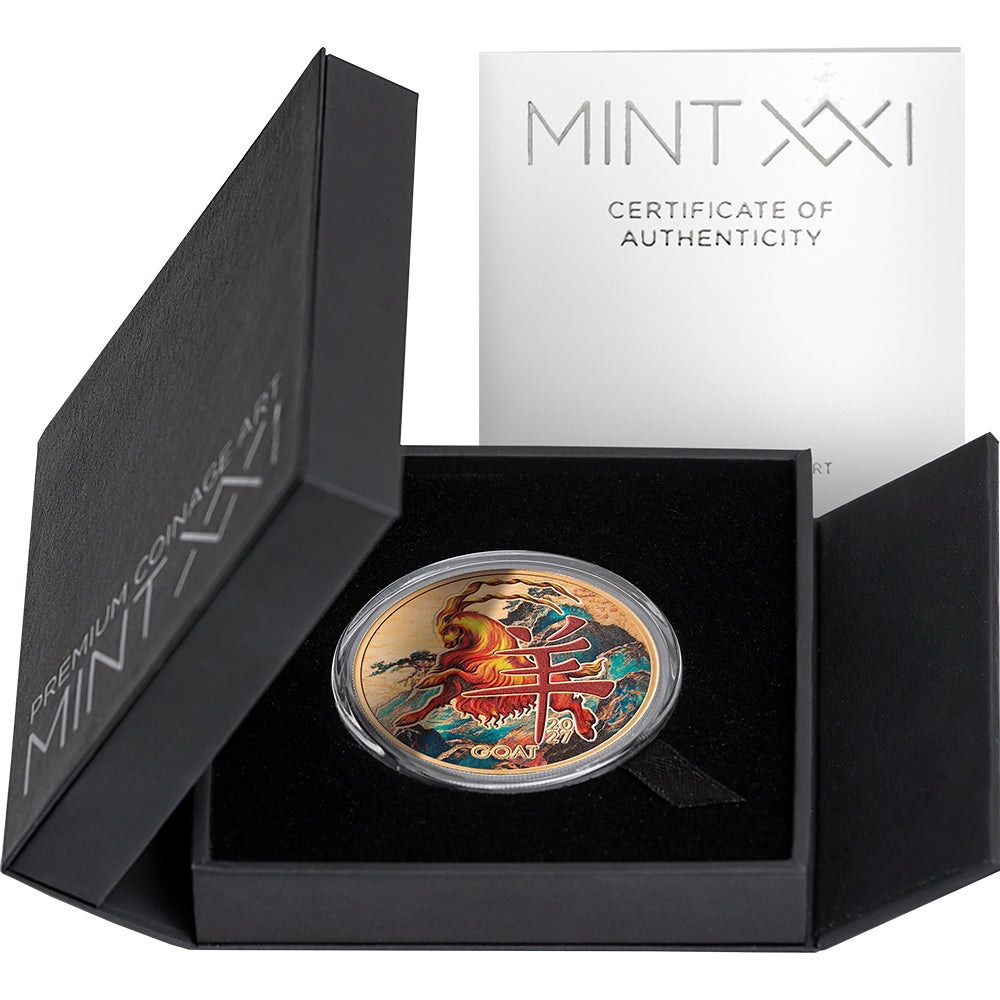Year Of The Goat 1/2oz Gold-Plated Silver Proof Coin Case