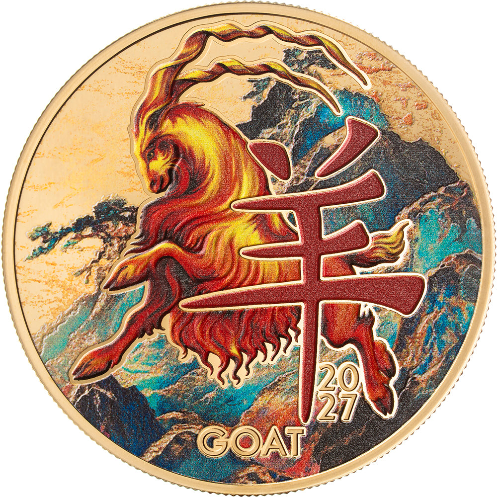 Year Of The Goat 1/2oz Gold-Plated Silver Proof Coin