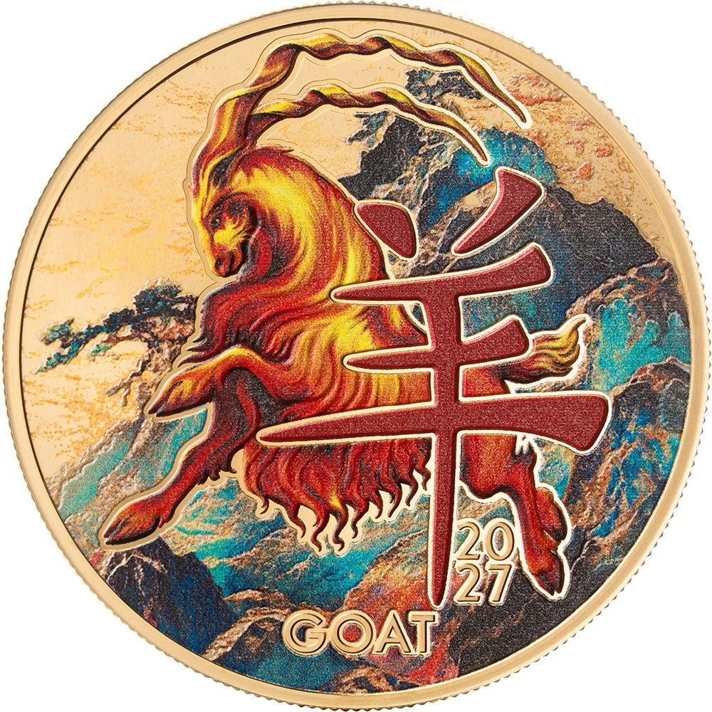 Year Of The Goat 1/2oz Gold-Plated Silver Proof Coin